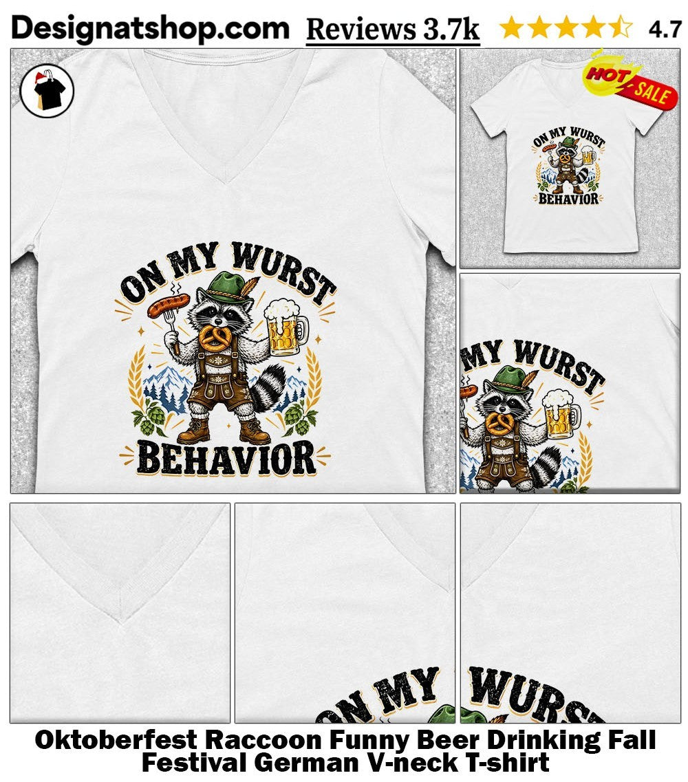 Oktoberfest Raccoon Funny Beer Drinking Fall Festival German shirt