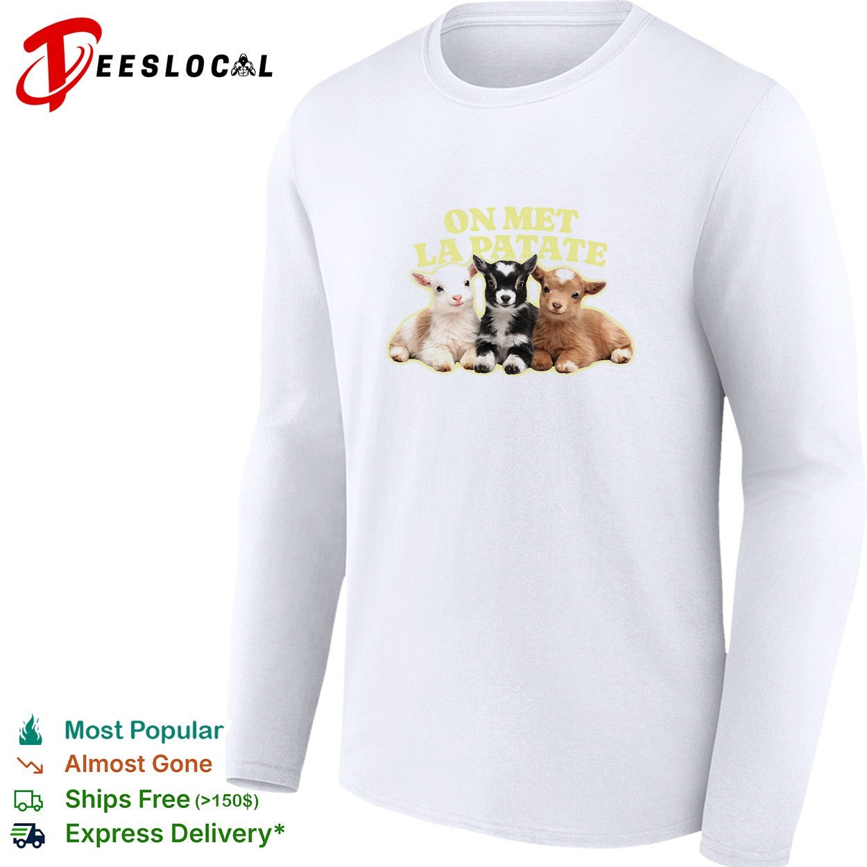 On met la patate baby goats trio shirt