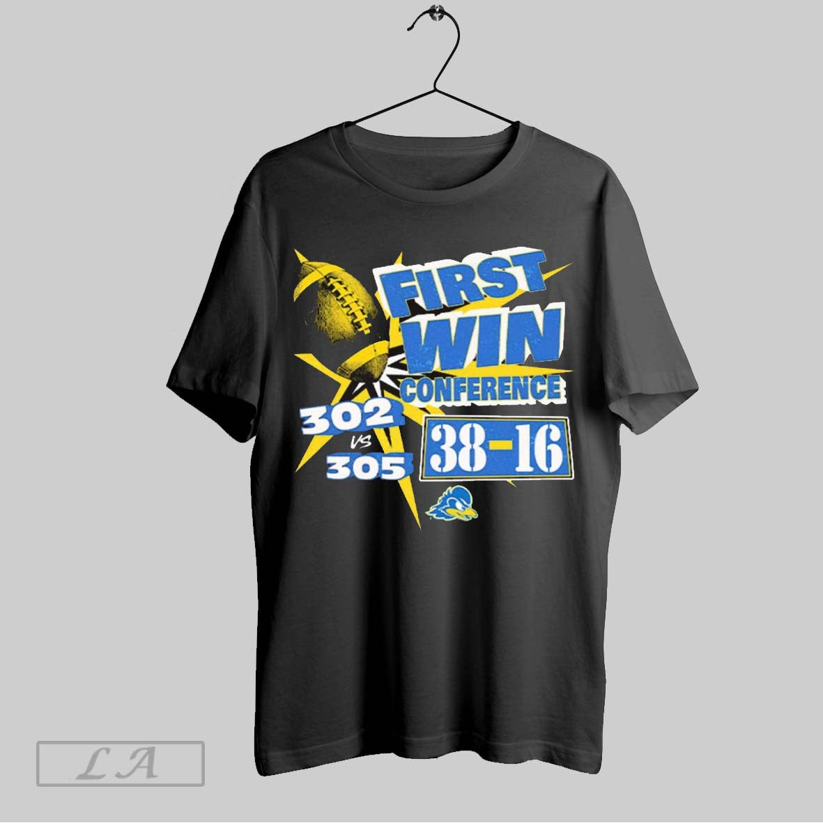 Original Delaware Fightin Blue Hens Ncaa Football First Conference Win 302 Vs 305 38 16
