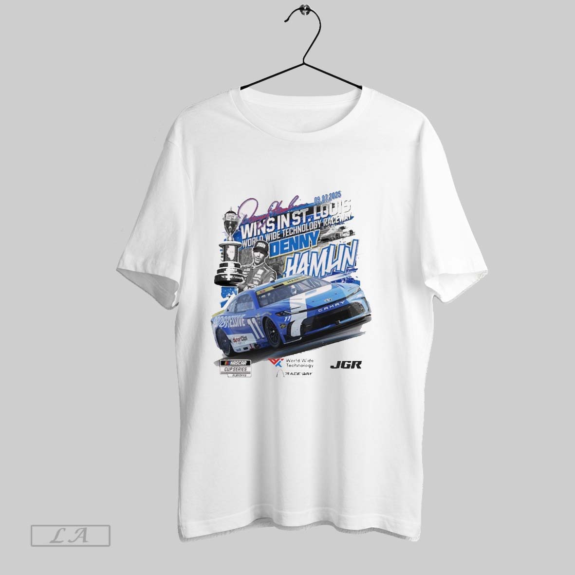 Original Denny Hamlin Checkered Flag Sports 09 07 2025 Enjoy Illinois 300 Race Winner Nascar