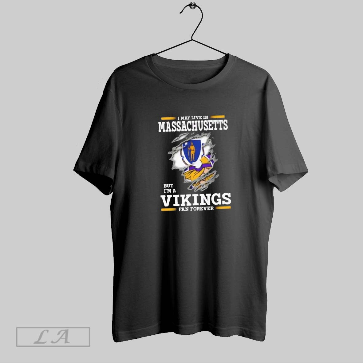 Original I May Live In Massachusetts But Im A Minnesota Vikings Fan Forever