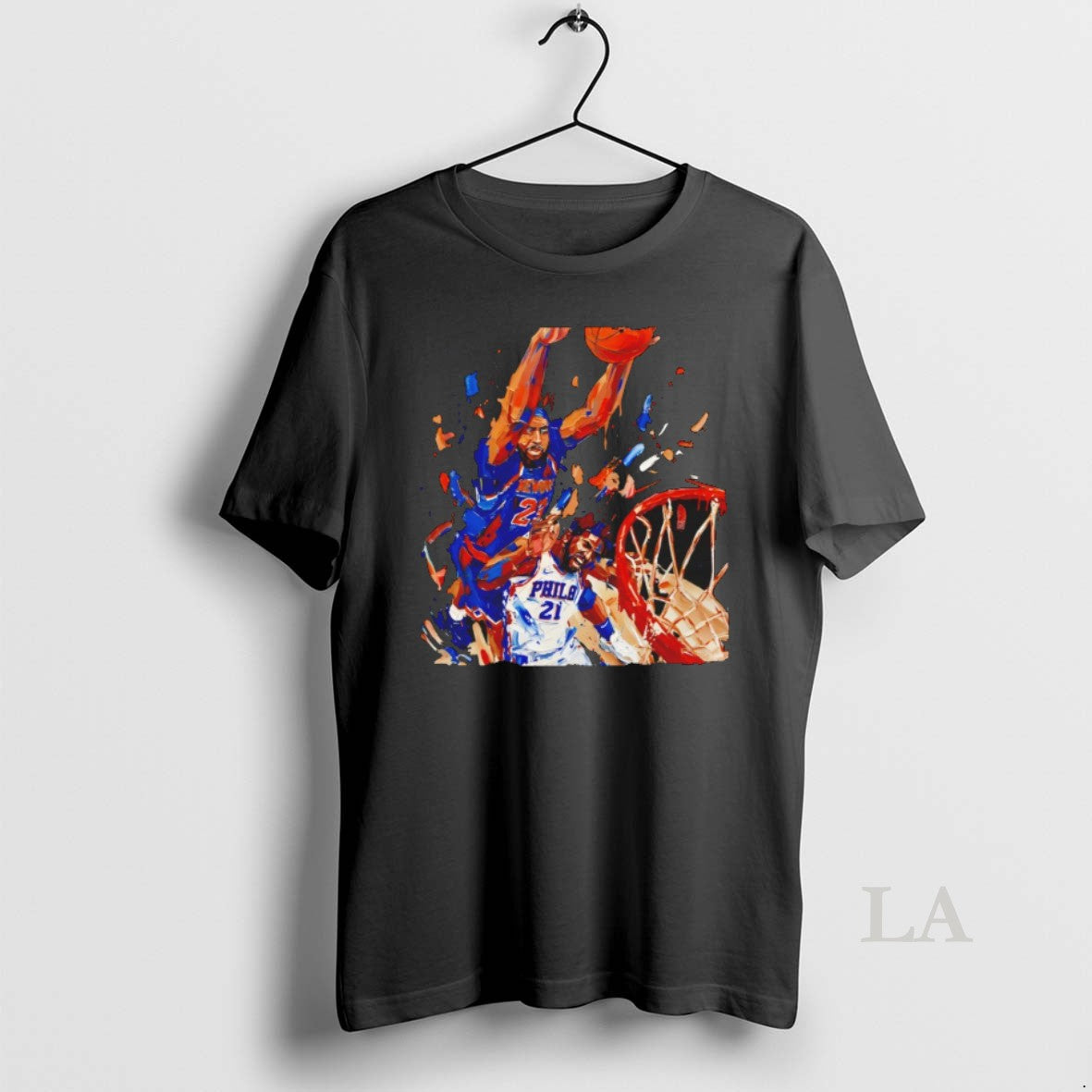 Original Joel Embiid Defense Mitchell Robinson New York Knicks Basketball Art 2026