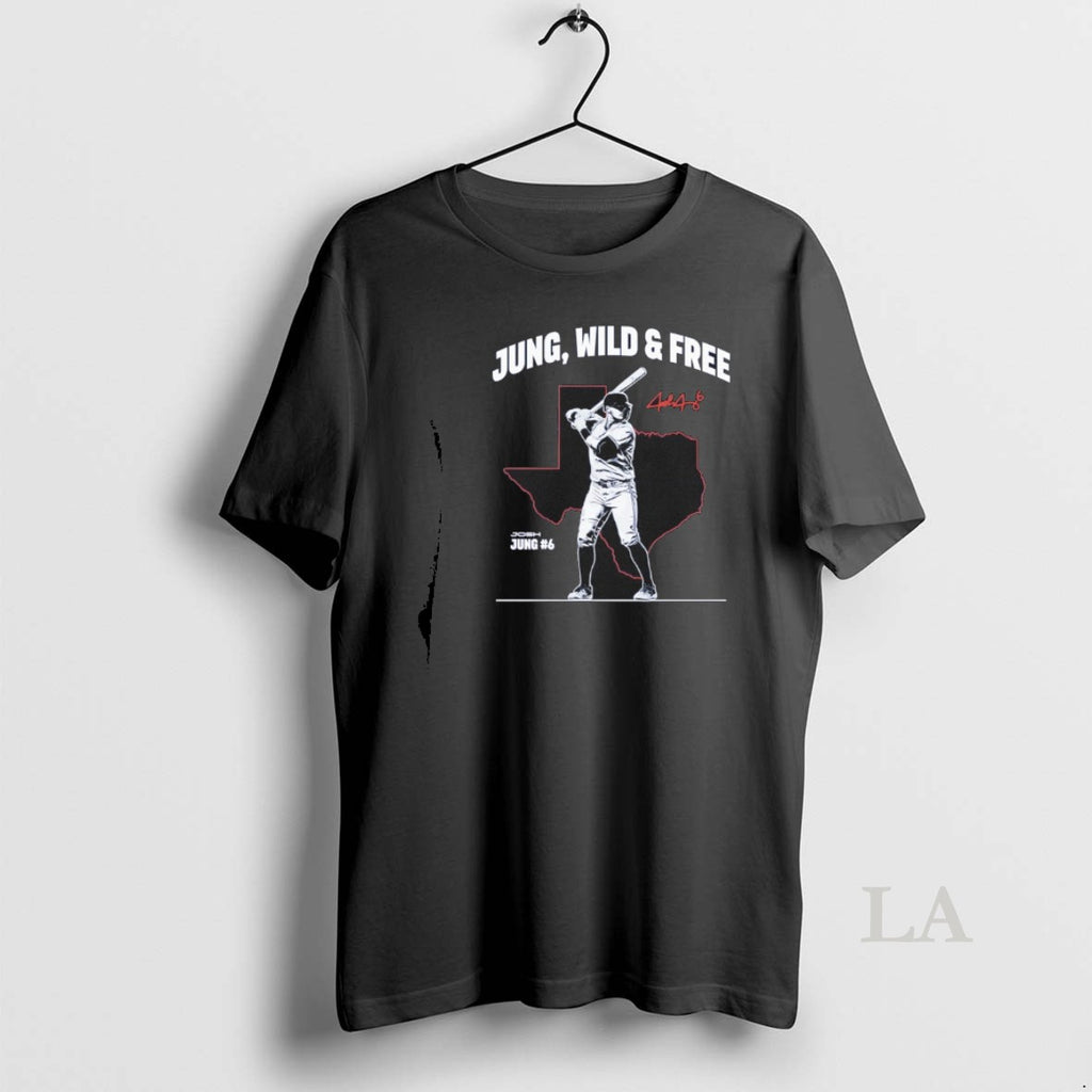 Original Josh Jung 6 Texas Rangers Jung Wild And Free Map Signature