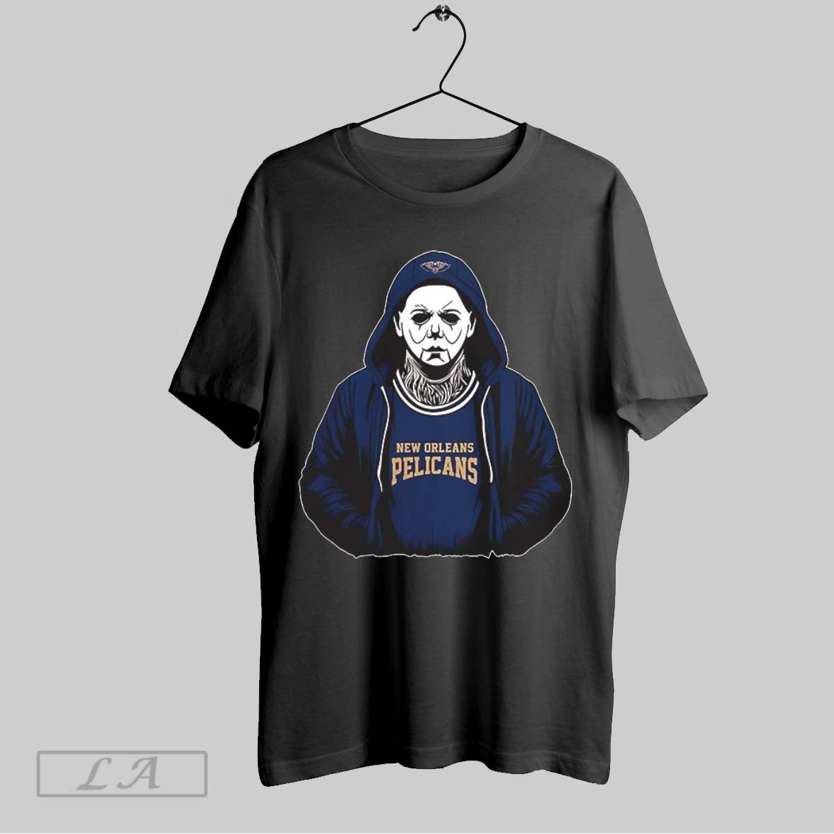 Original Michael Myers Wearing New Orleans Pelicans Nba Scary Halloween 2025 V Neck
