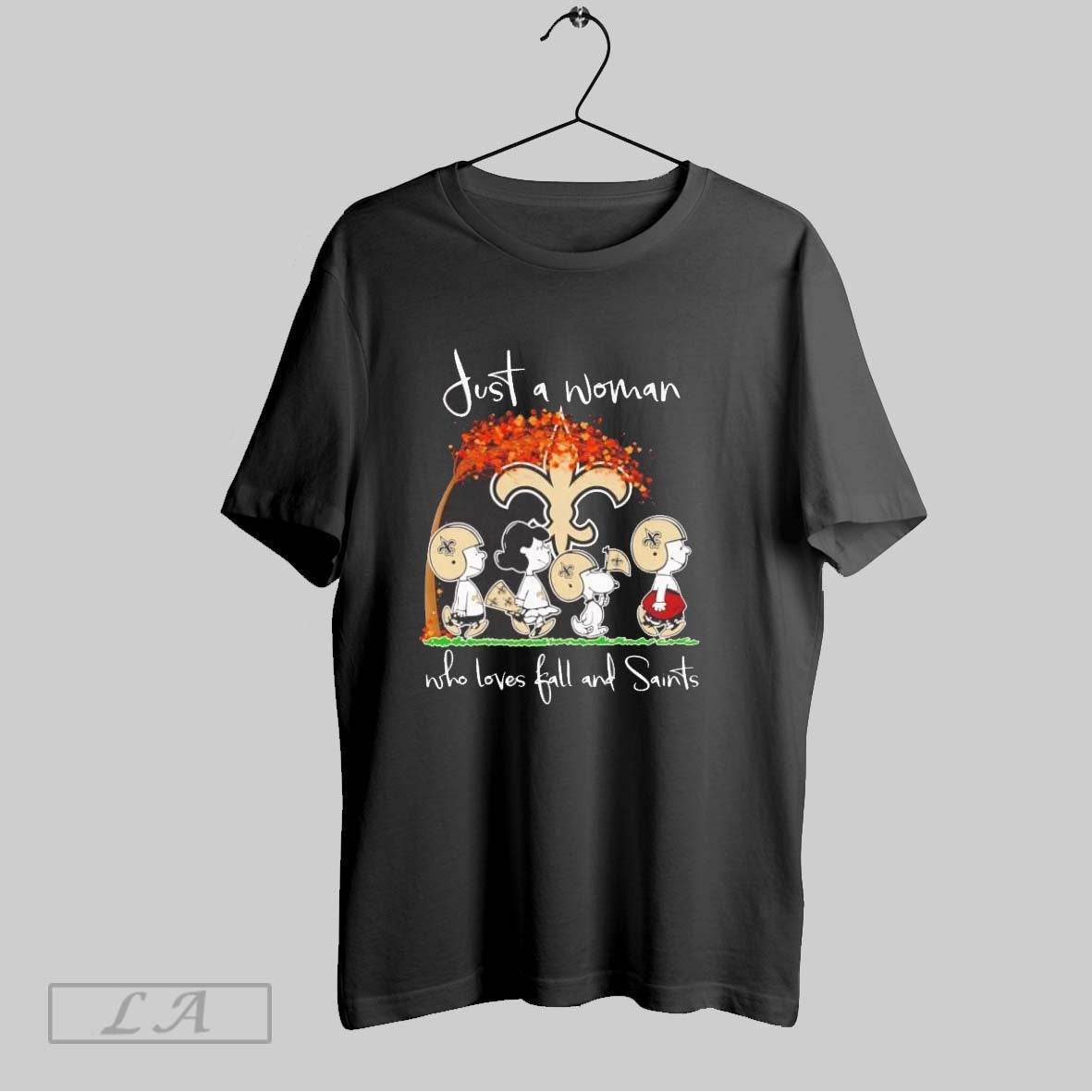 Original Peanuts Just A Woman Who Loves Fall And Saints Ladies