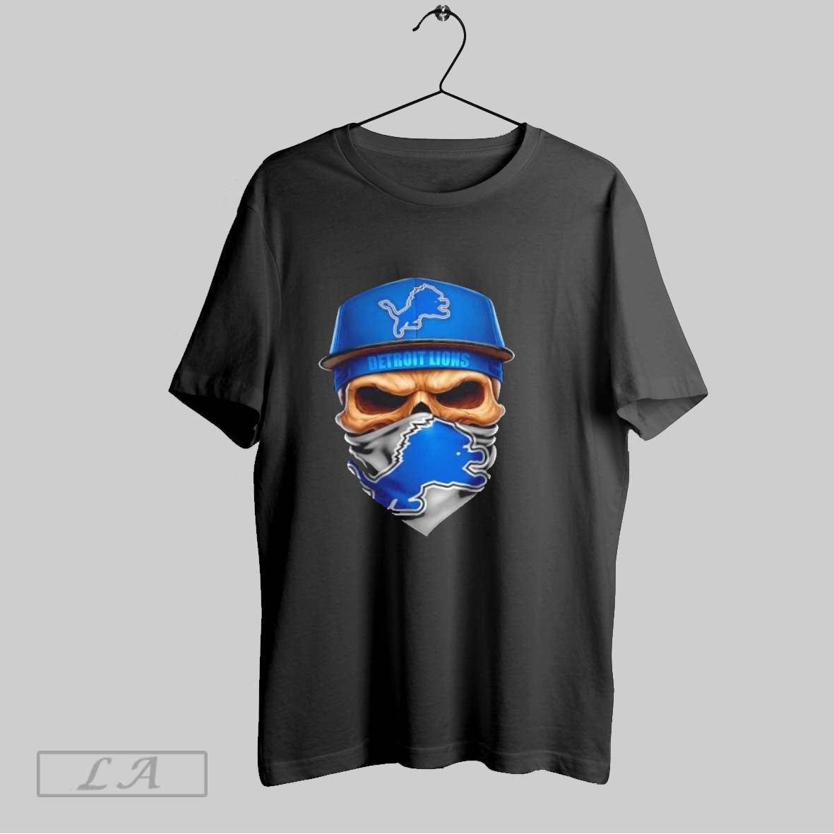Original Skull Wearing A Face Scarf Detroit Lions Football
