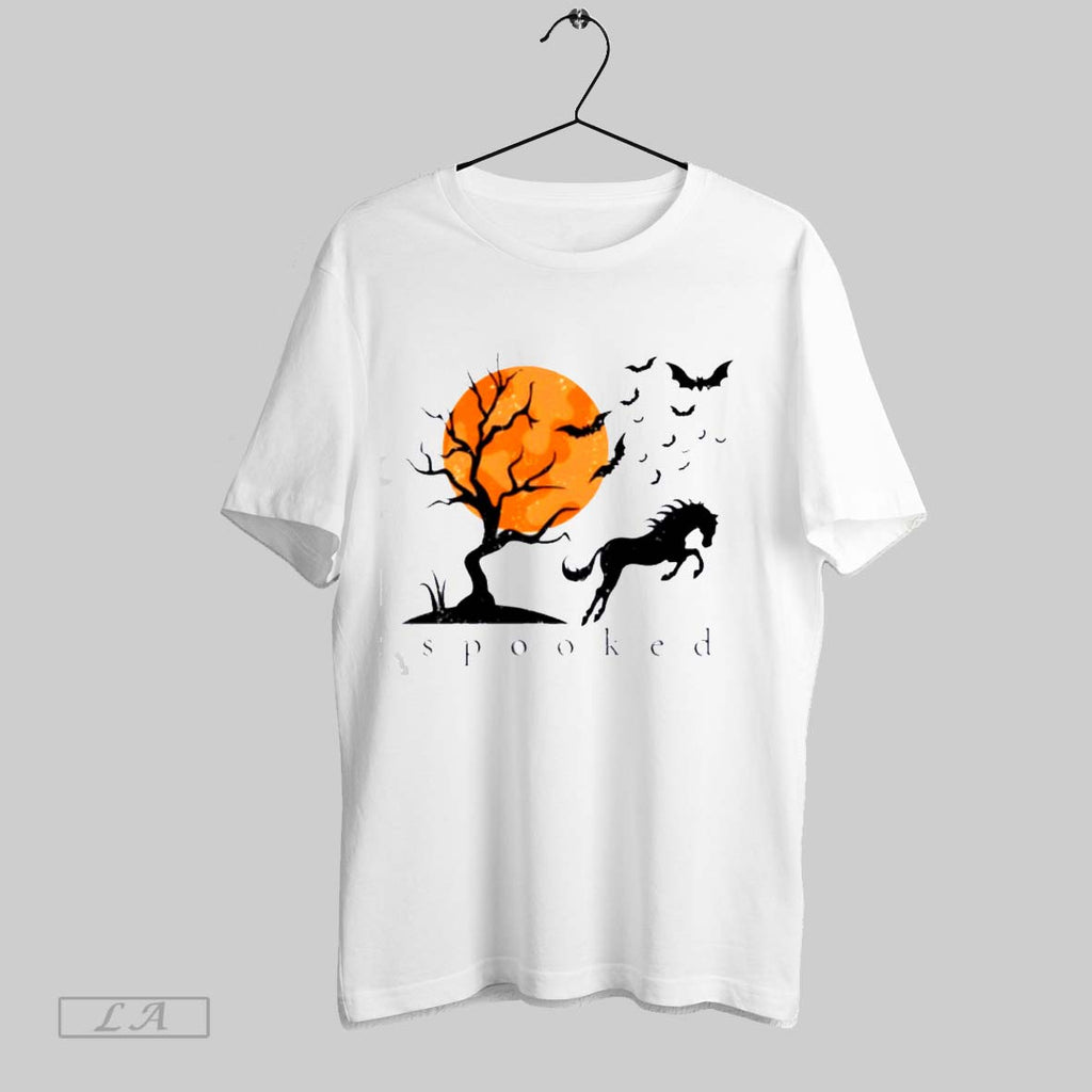 Original Horse Vintage Moon And Bats Equestrian Spooked Halloween