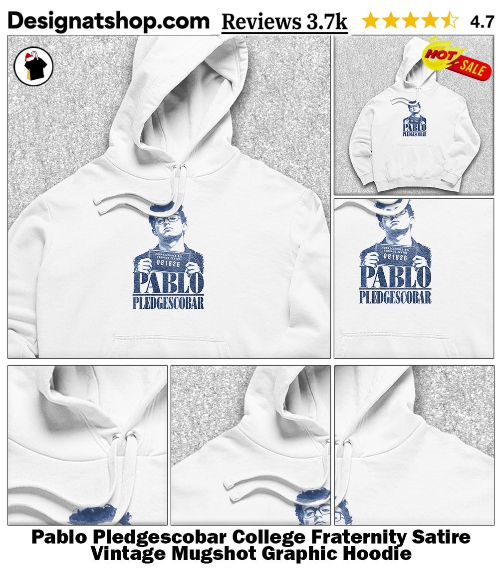 Pablo Pledgescobar College Fraternity Satire Vintage Mugshot Graphic shirt