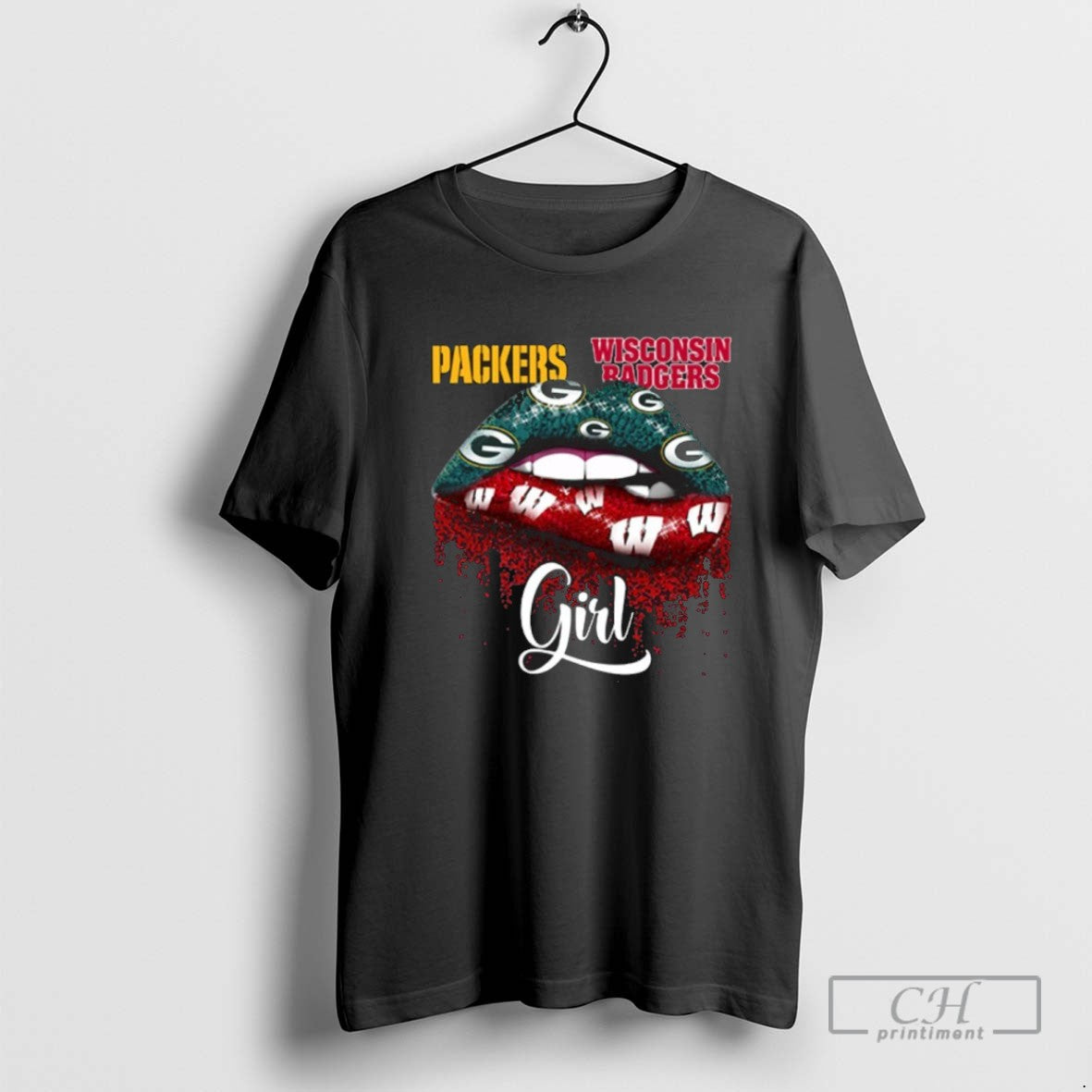 Packers And Wisconsin Badgers Lip Logo Girl