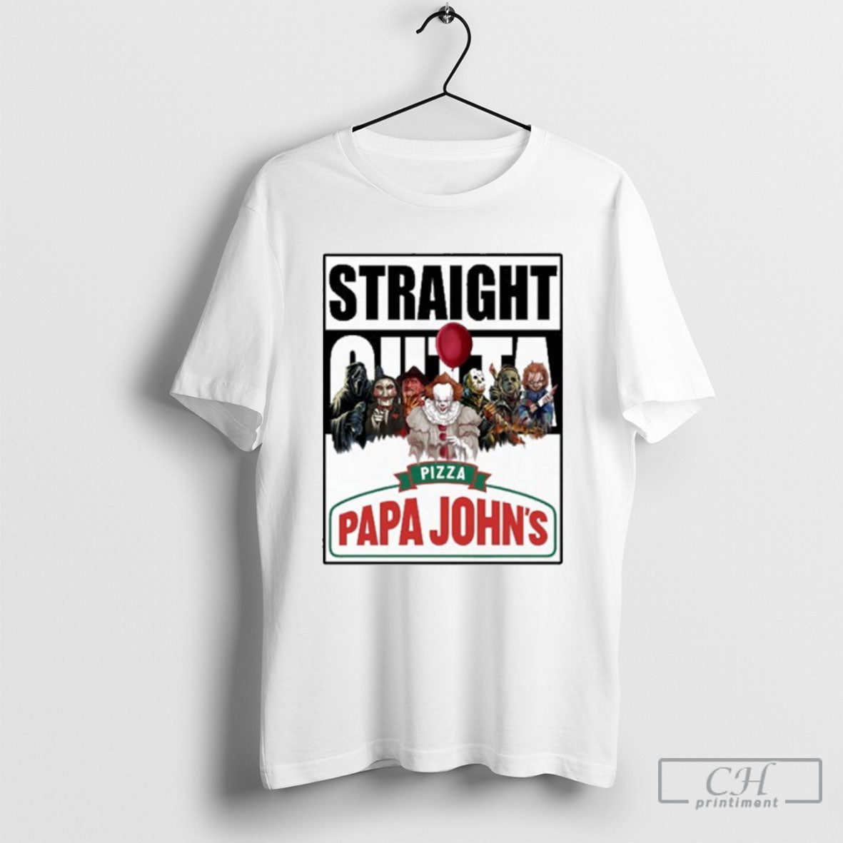 Papa Johns Pizza Logo Straight Outta Horror Film Halloween