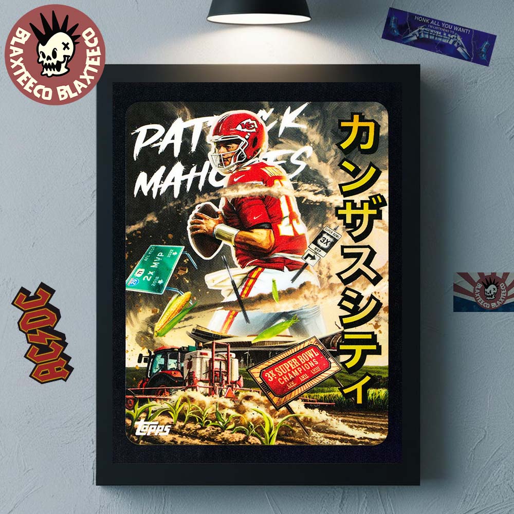 Patrick Mahomes Kansas City Chiefs Kaiju Card Topps X NFL Home Decor Poster Canvas