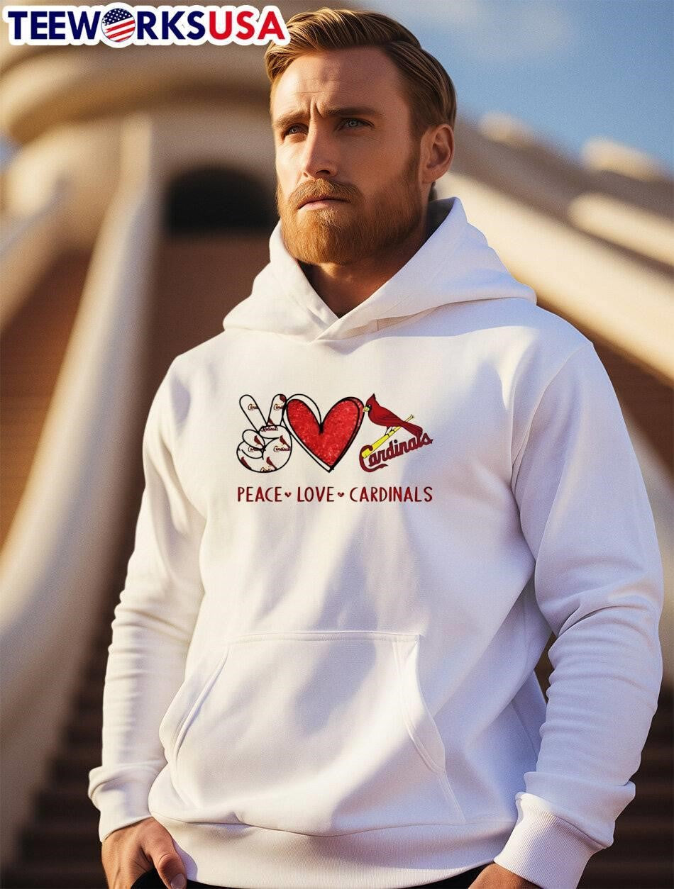 Peace Love Cardinals St. Louis Baseball Fan Graphic shirt