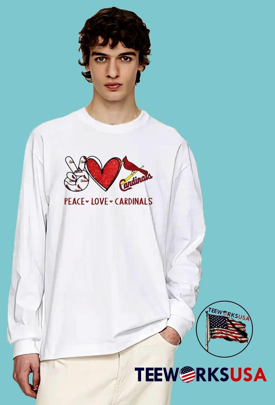 Peace Love Cardinals St. Louis Baseball Fan Graphic shirt