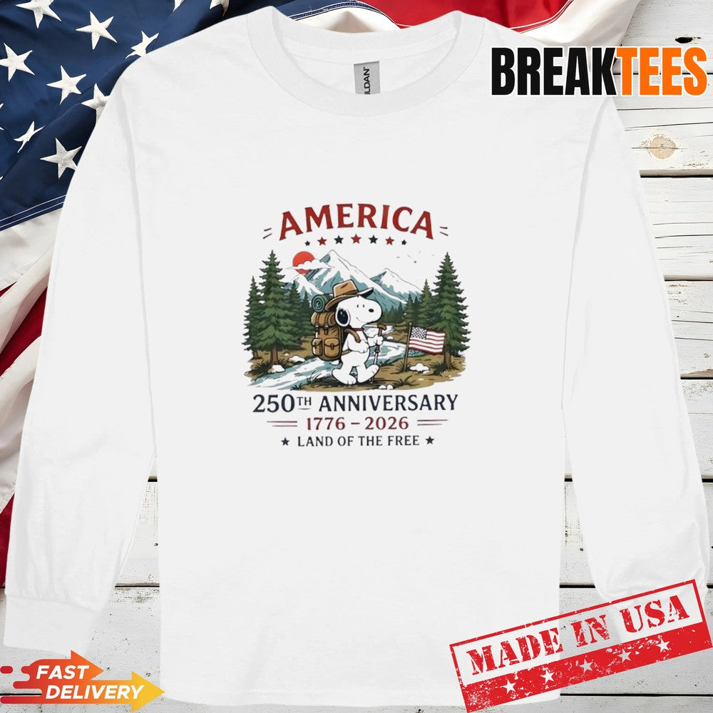 Peanuts Snoopy America 250th Anniversary 1776 2026 Land Of The Free T-Shirt
