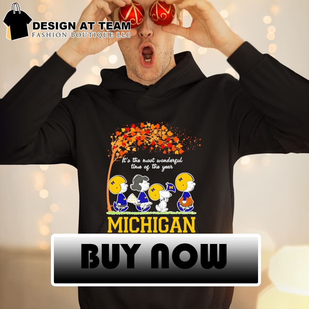 Peanuts character walking Michigan football it’s the most wonderful time of the year shirt