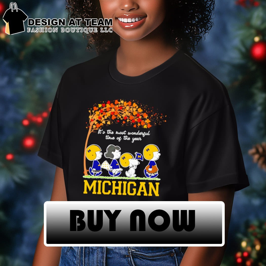 Peanuts character walking Michigan football it’s the most wonderful time of the year shirt