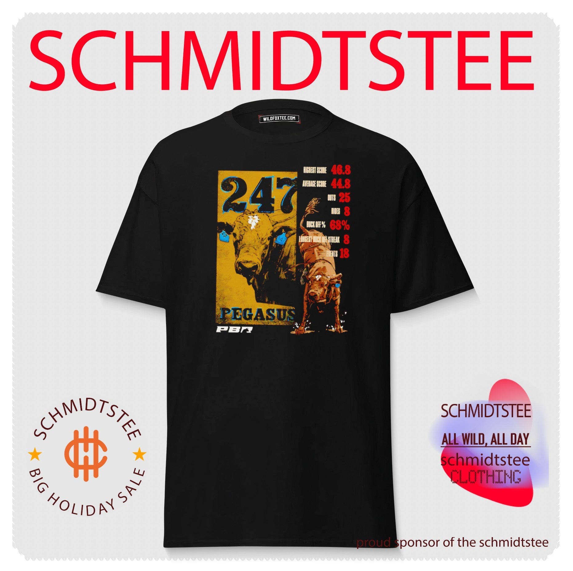 Pegasus PBR Career Stats Bull Riding Rodeo shirt