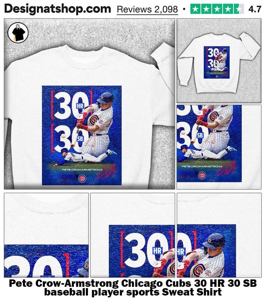 Pete Crow-Armstrong Chicago Cubs 30 HR 30 SB baseball player sports shirt