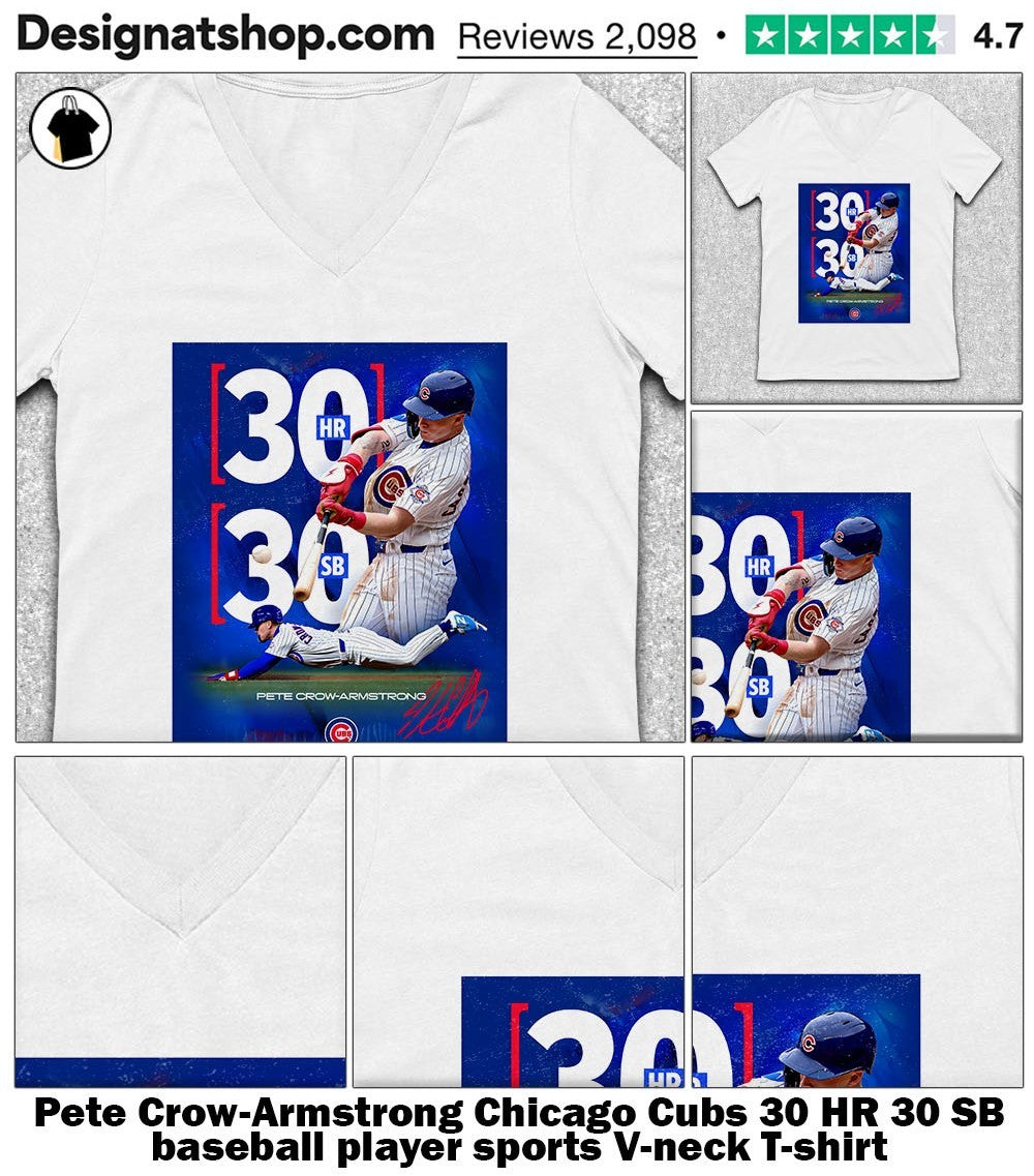 Pete Crow-Armstrong Chicago Cubs 30 HR 30 SB baseball player sports shirt