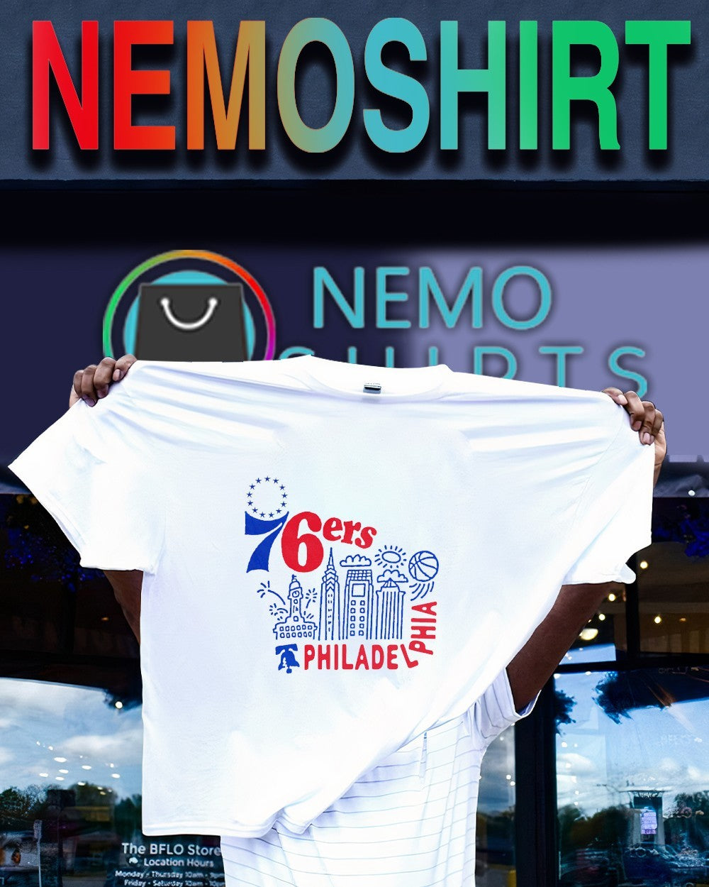 Philadelphia 76ers basketball city building shirt