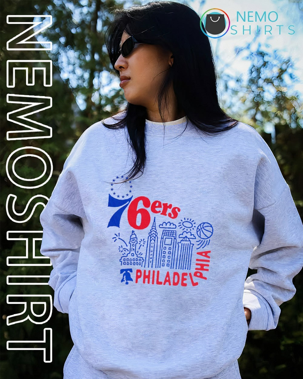 Philadelphia 76ers basketball city building shirt