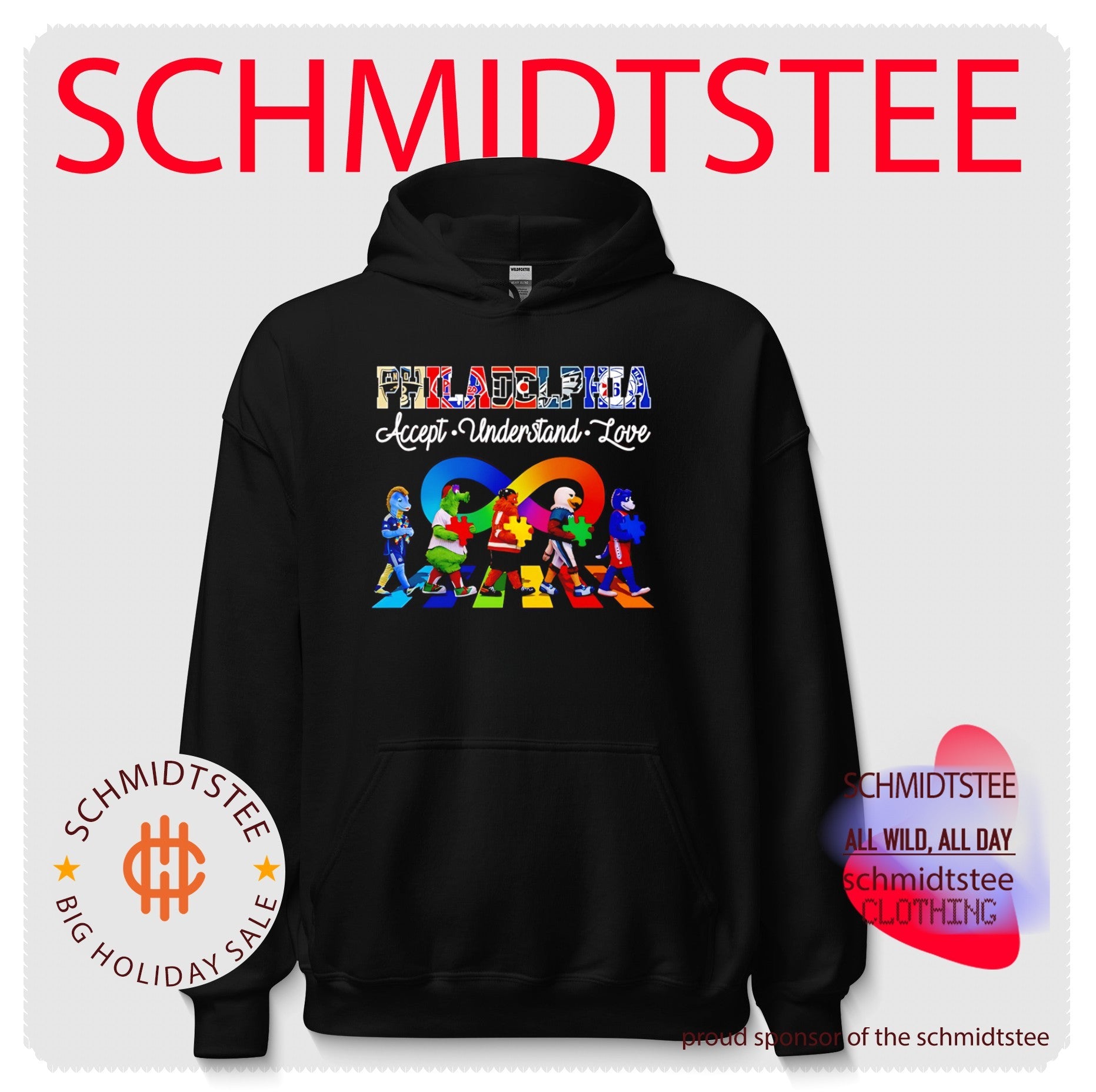 Philadelphia Accept Understand Love Autism Awareness Mascot Graphic shirt