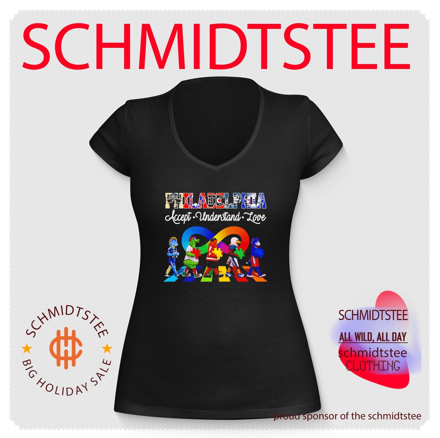Philadelphia Accept Understand Love Autism Awareness Mascot Graphic shirt