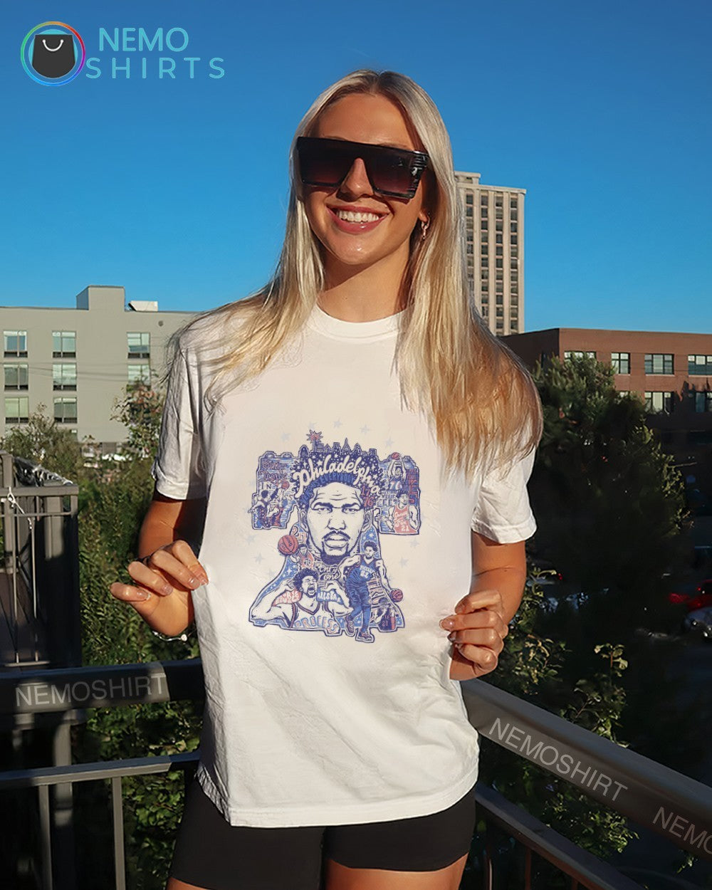 Phildelphia 76ers bell Joel Embiid all star shirt