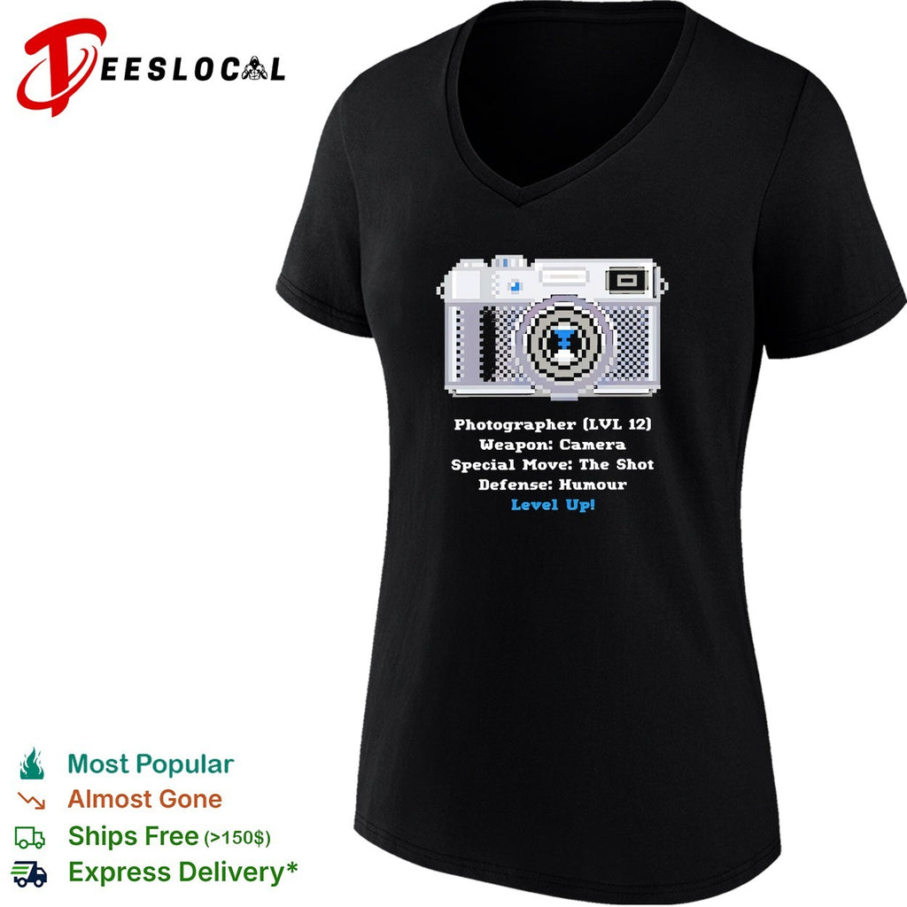 Photographer lvl 12 weapon camera special move the shot defense humour level up shirt