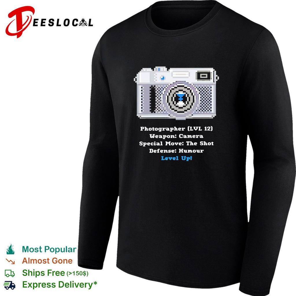 Photographer lvl 12 weapon camera special move the shot defense humour level up shirt