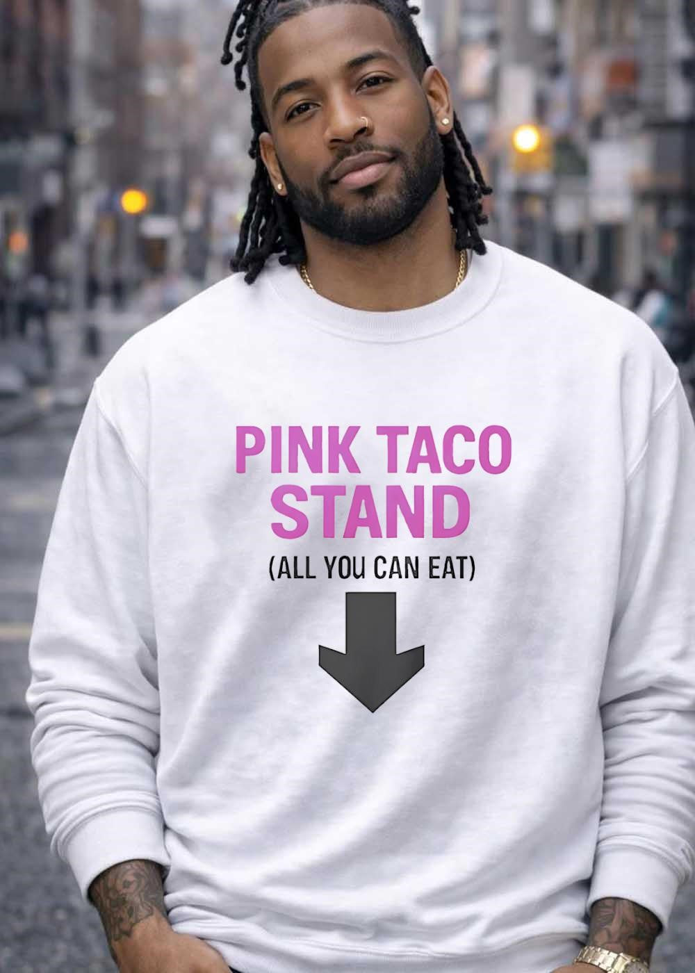Pink Taco Stand All You Can Eat Down Arrow T-Shirt