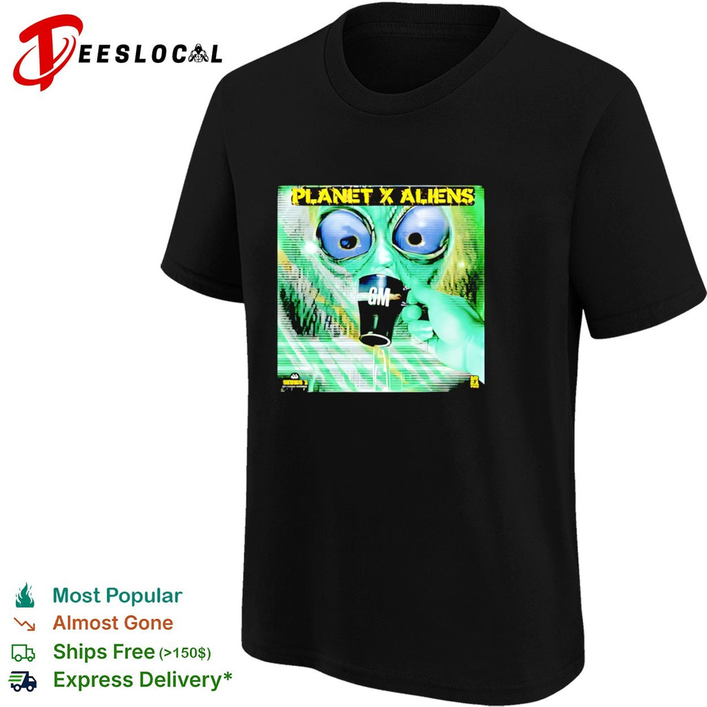 Planet X Aliens GM series 1 mega frog drinking coffee shirt
