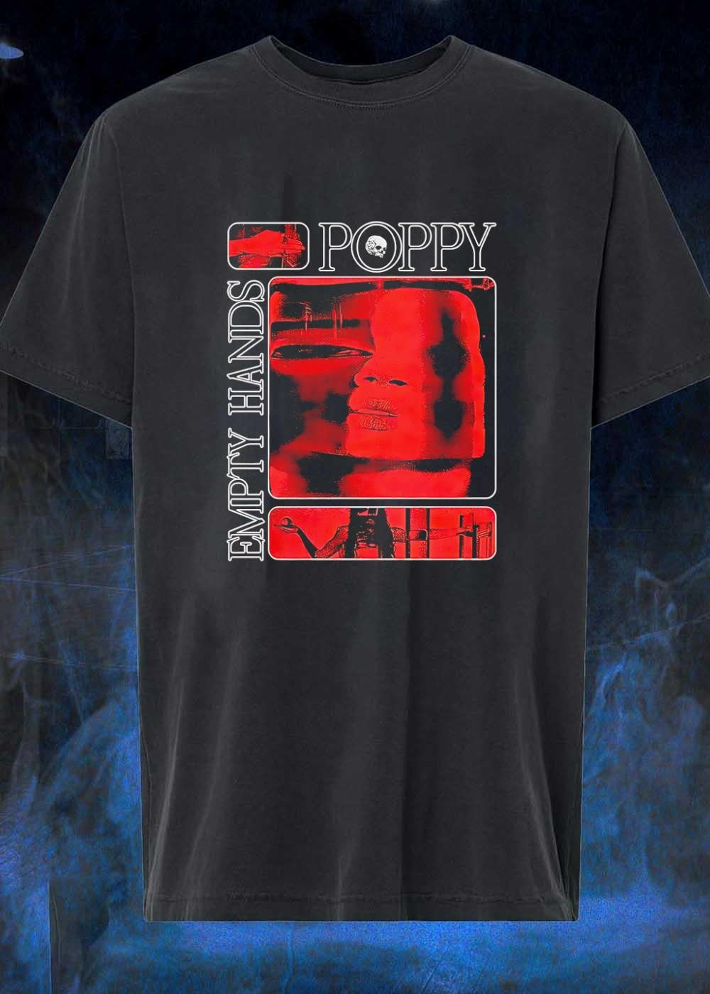 Poppy Empty Hands Graphic Skull Portrait Red Minimalist T-Shirt