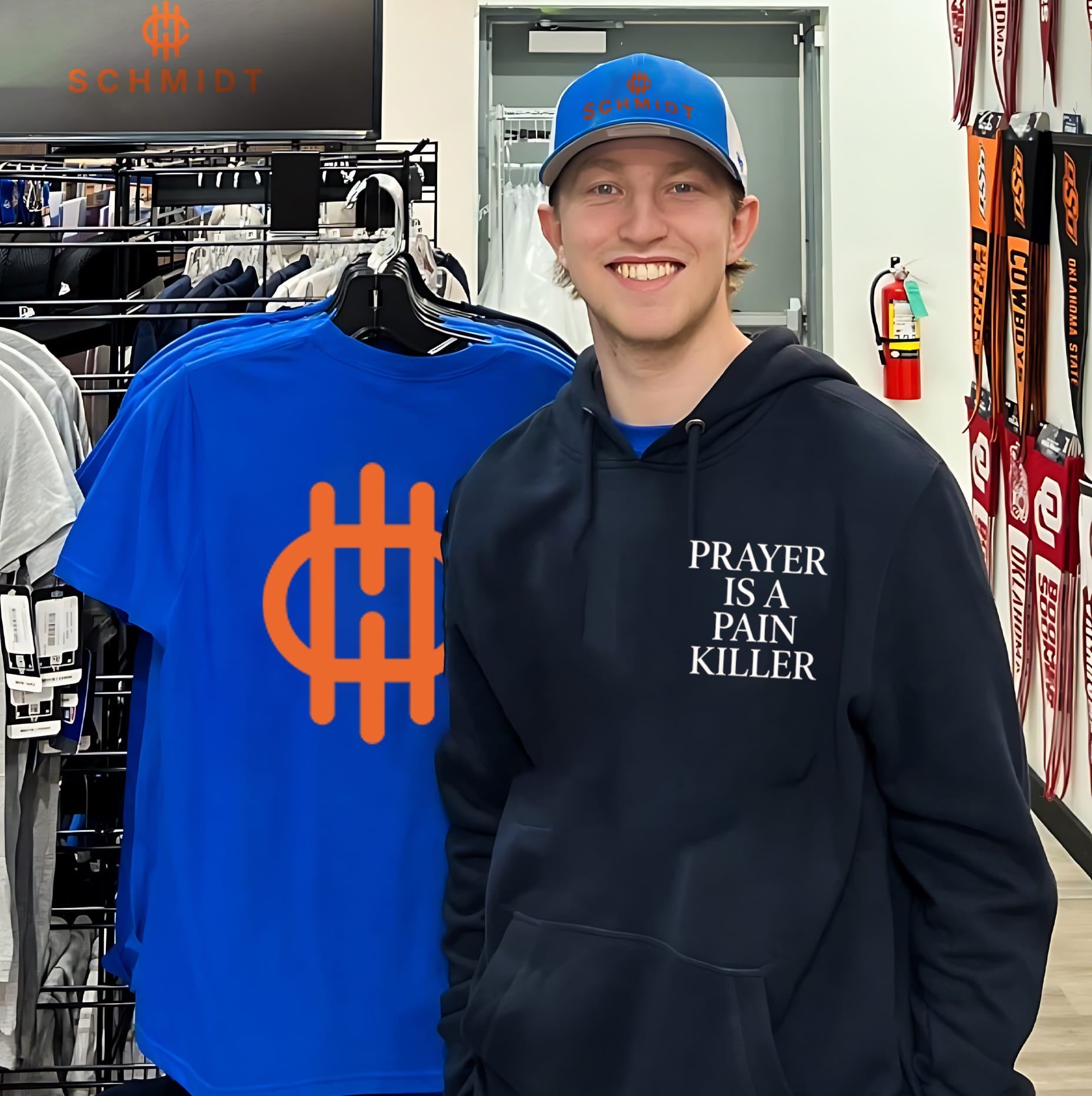 Prayer Is a Pain Killer faith religious logo shirt