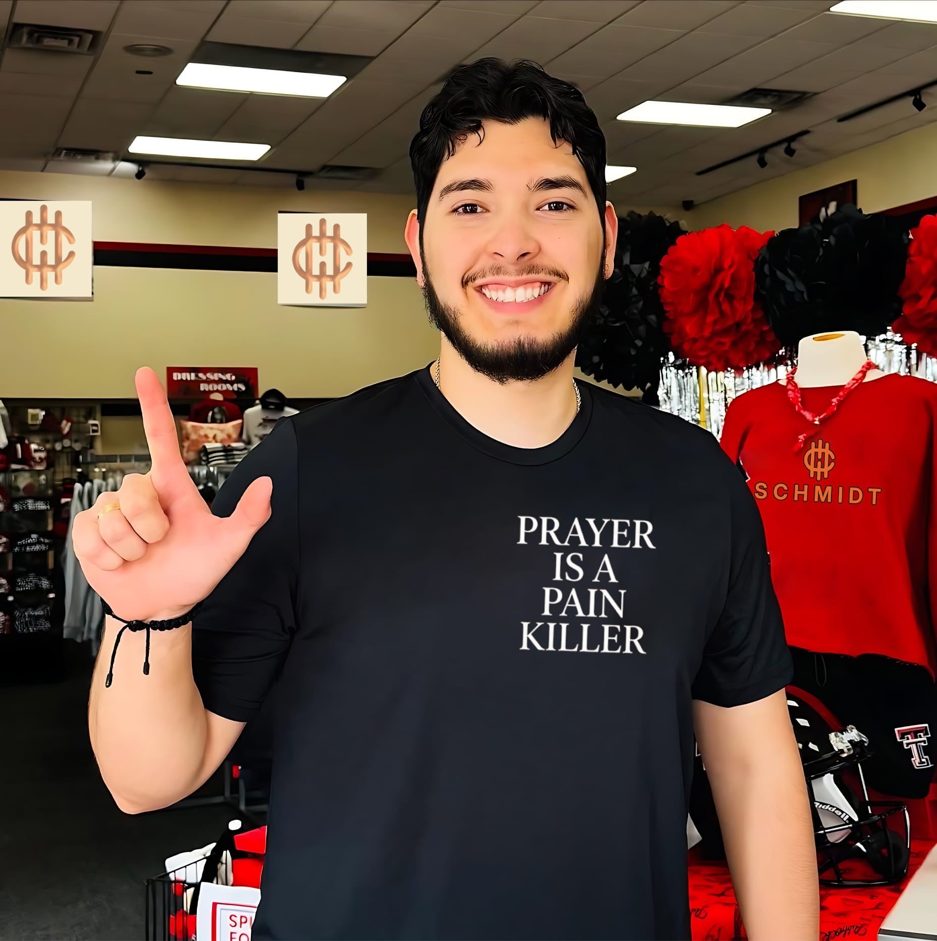 Prayer Is a Pain Killer faith religious logo shirt