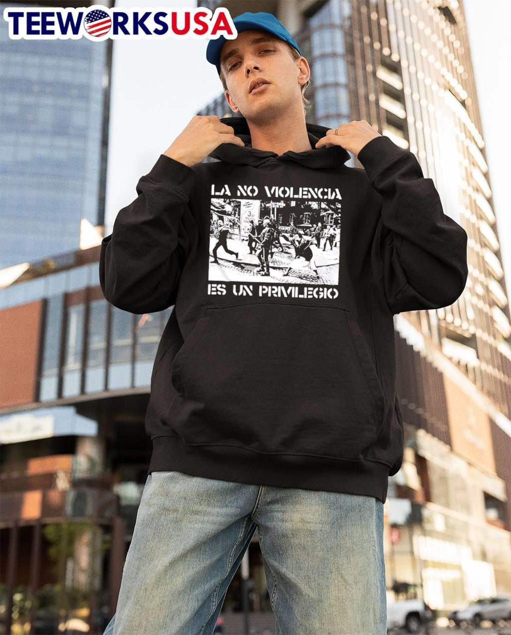 Premium La No Violencia Es Un Privilegio Protest Scene Stencil Art shirt