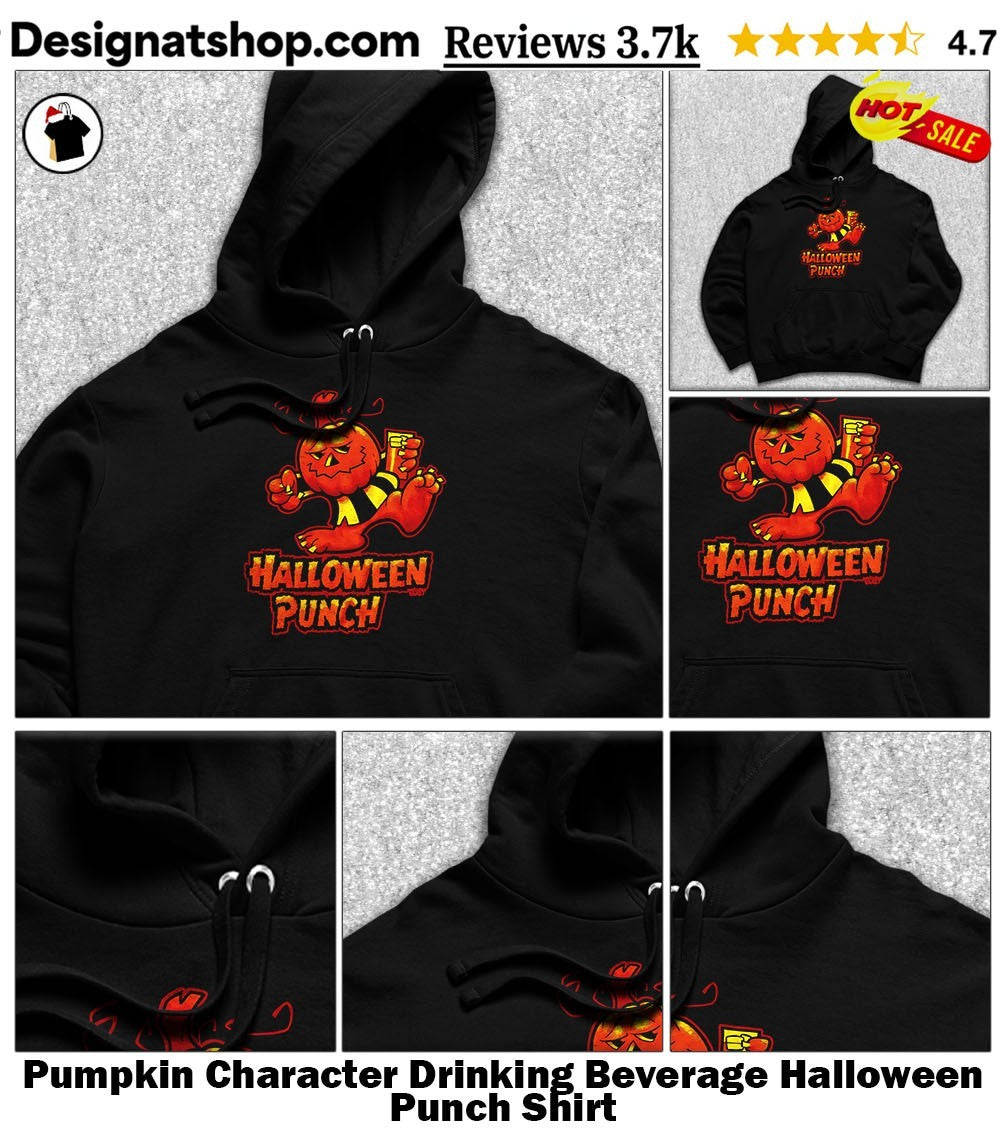 Pumpkin Character Drinking Beverage Halloween Punch Shirt