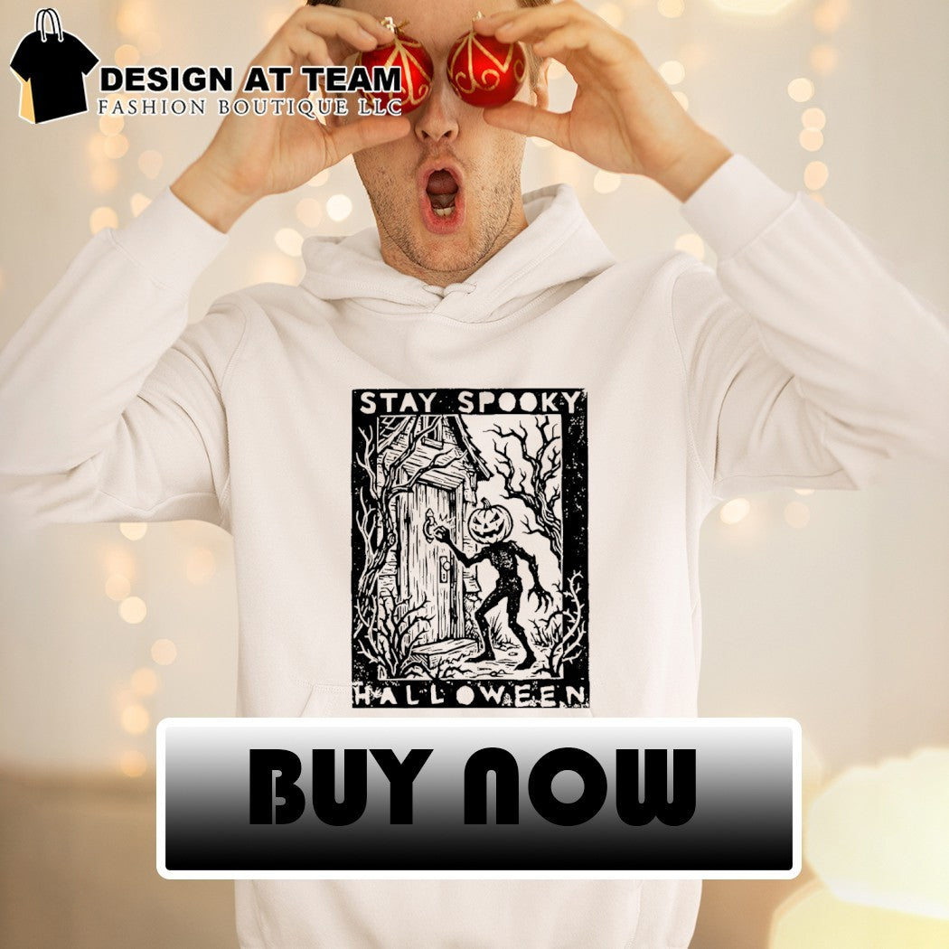 Pumpkin man knocking at door house Stay Spooky Halloween shirt
