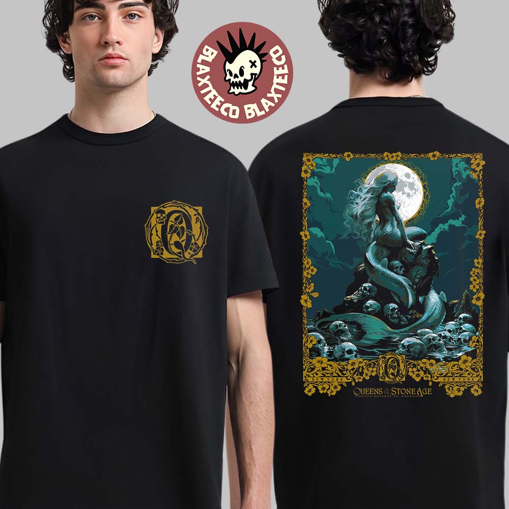 Queens Of The Stone Age New York 2025 Event Poster At Beacon Theatre On October 10 2025 The Death Mermaid Art Two Sided T-Shirt