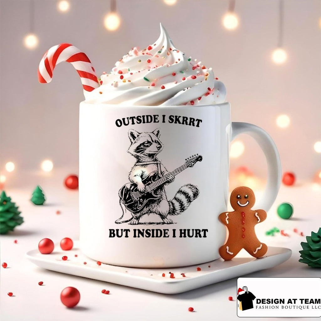 Raccoon playing guitar outside I skrrt but inside I hurt shirt