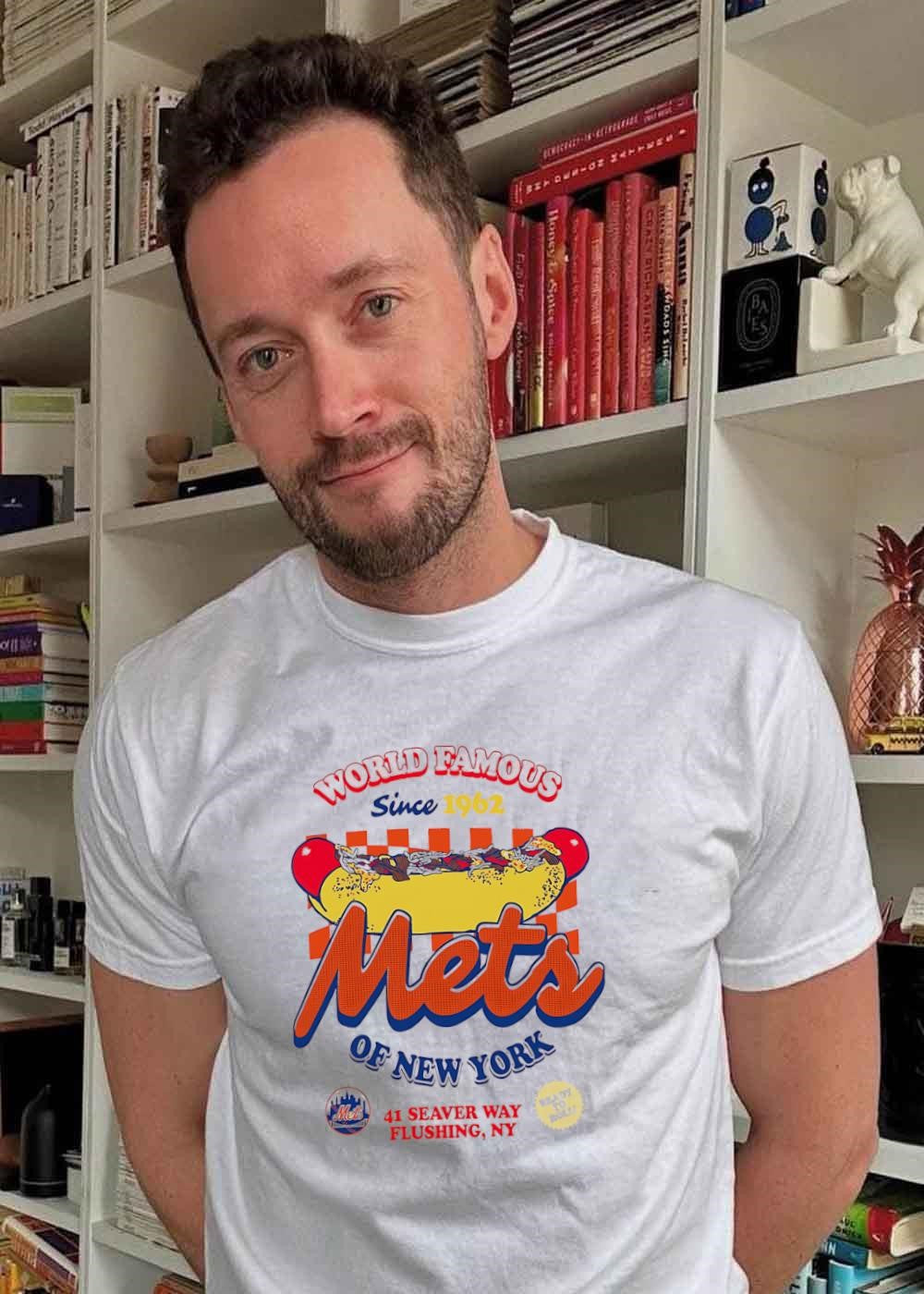 Ready to Roll! World Famous Since 1962 Hot Dog 41 Seaver Way Flushing NY Mets Shirt