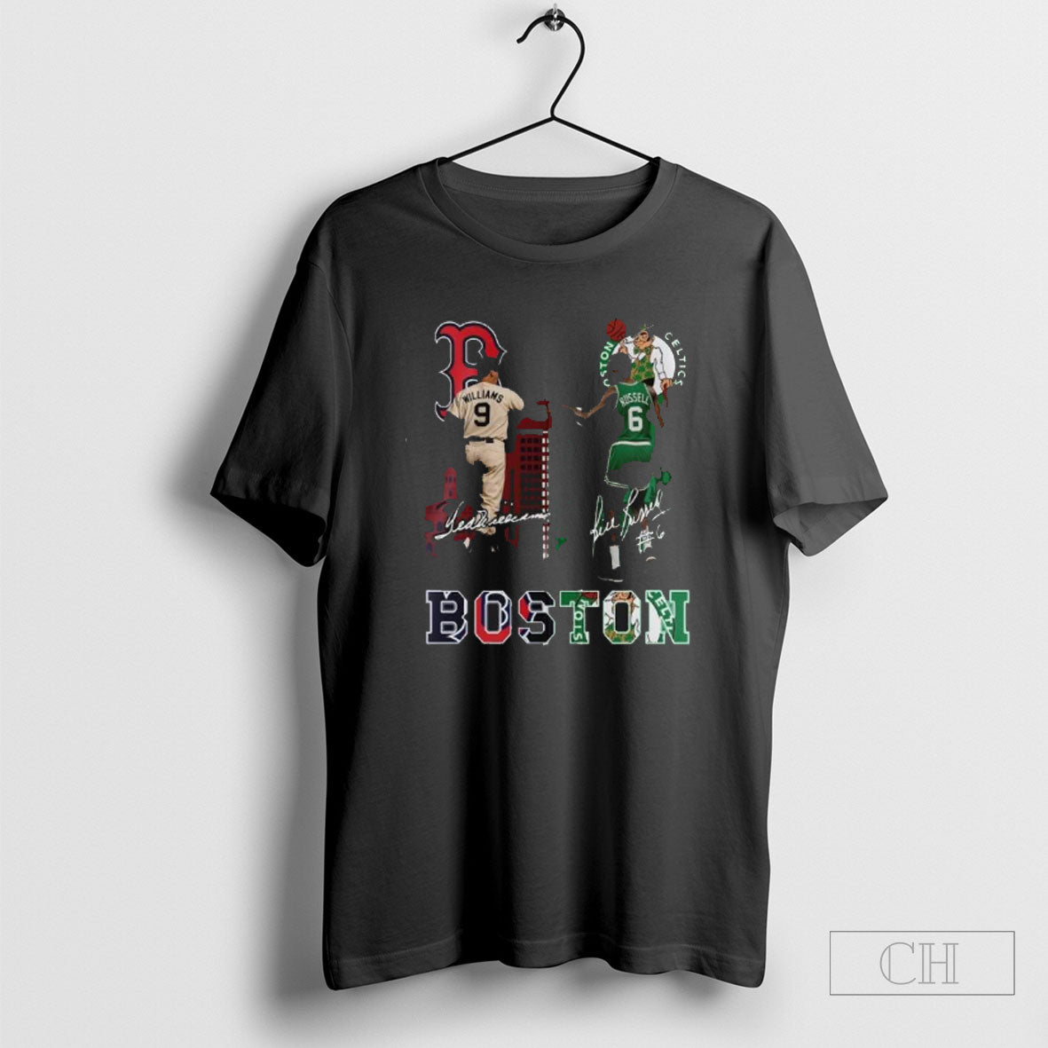 Red Sox Ted Williams And Celtics Bill Russell Shirt Tee