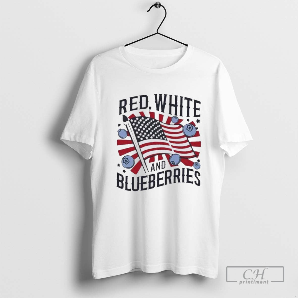 Red White And Blueberries America Flag
