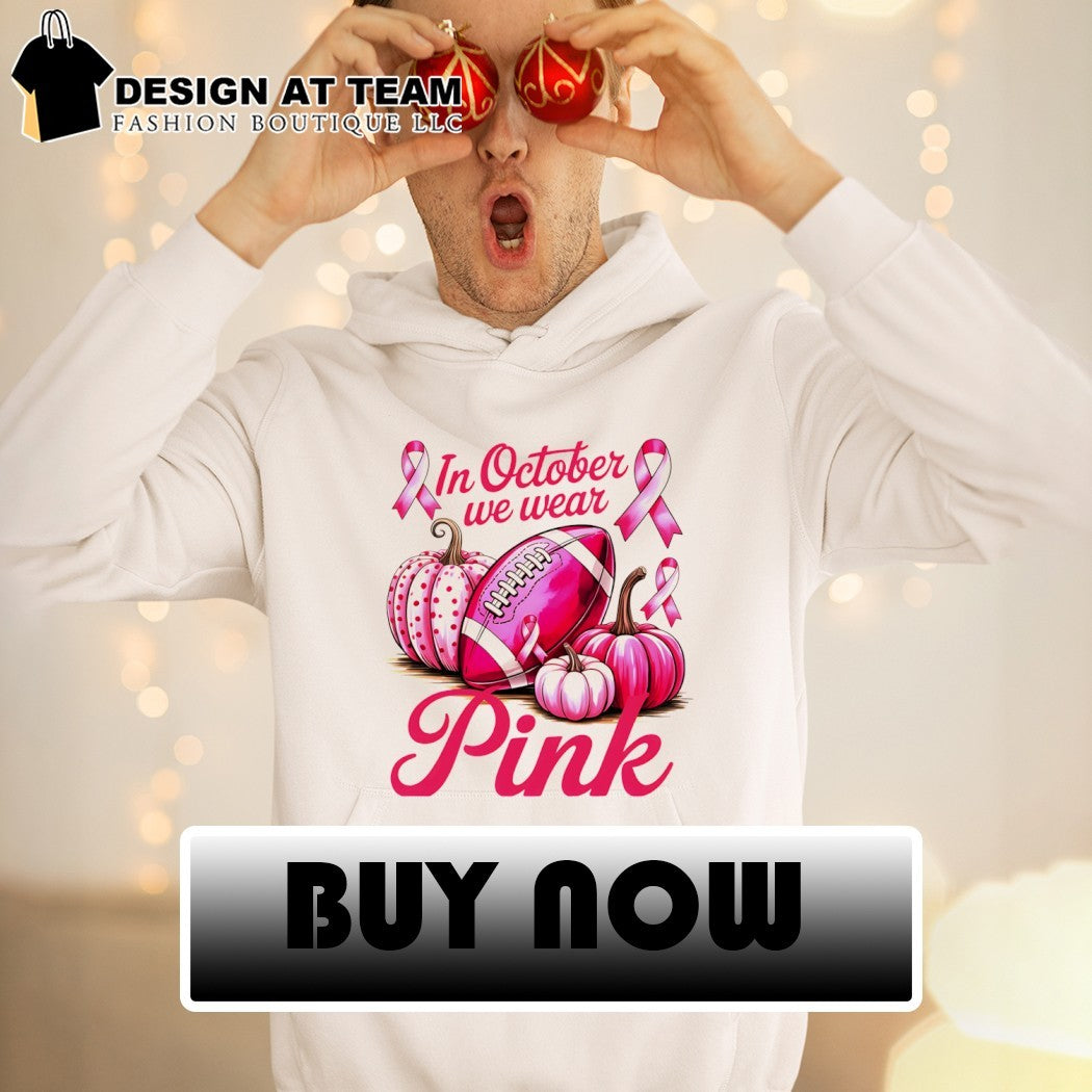 Retro Pumpkin Football In October We Wear Pink Warriors Cancer Survivor shirt