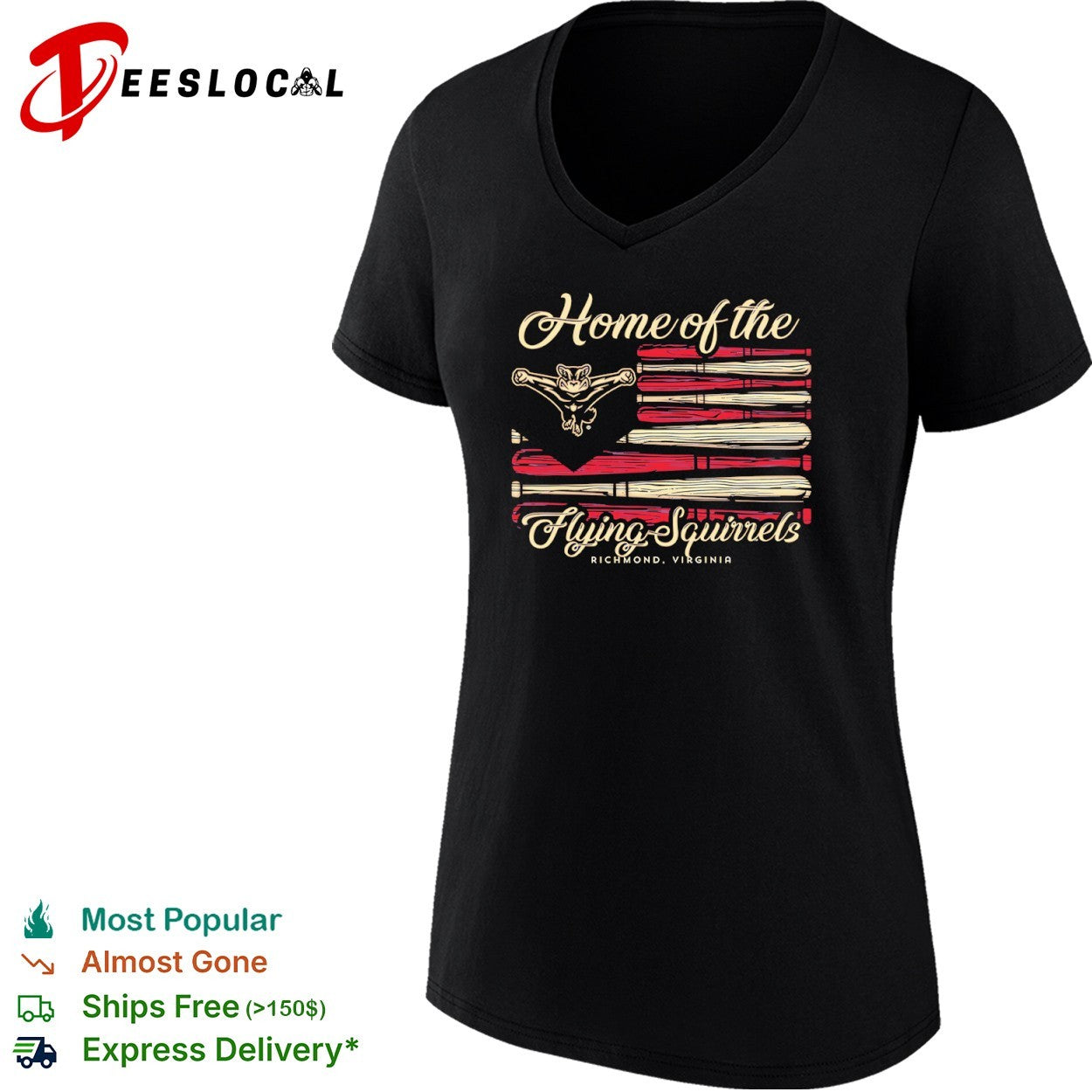Richmond Flying Squirrels home of the Virginia flag shirt