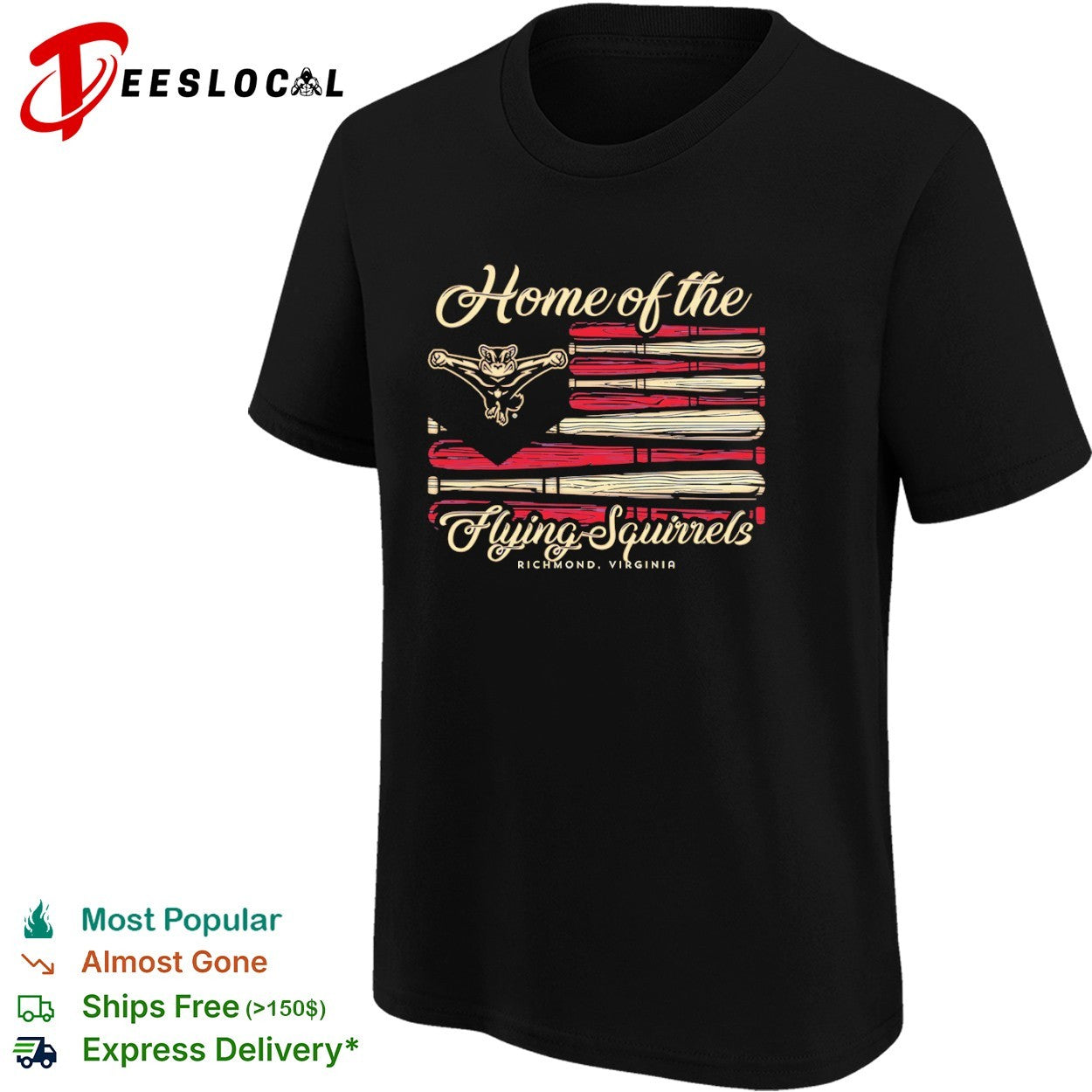 Richmond Flying Squirrels home of the Virginia flag shirt