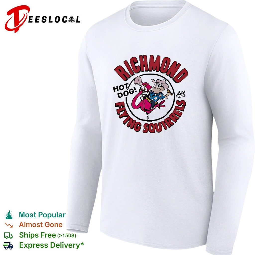 Richmond Flying Squirrels hot dog flamingo shirt