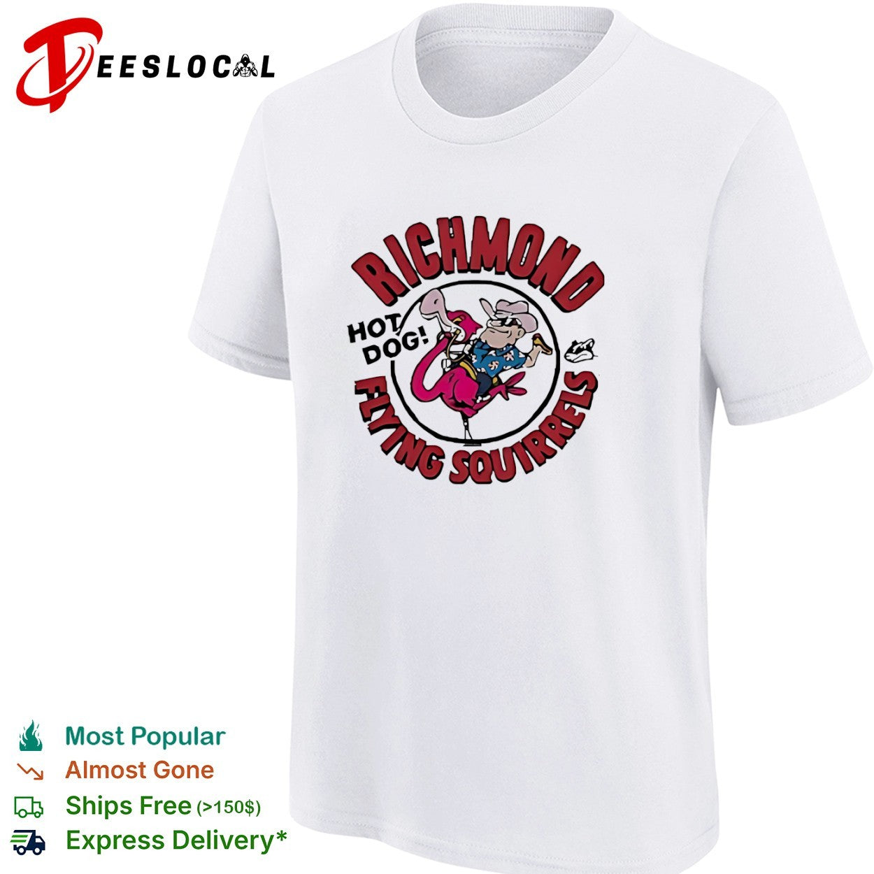 Richmond Flying Squirrels hot dog flamingo shirt