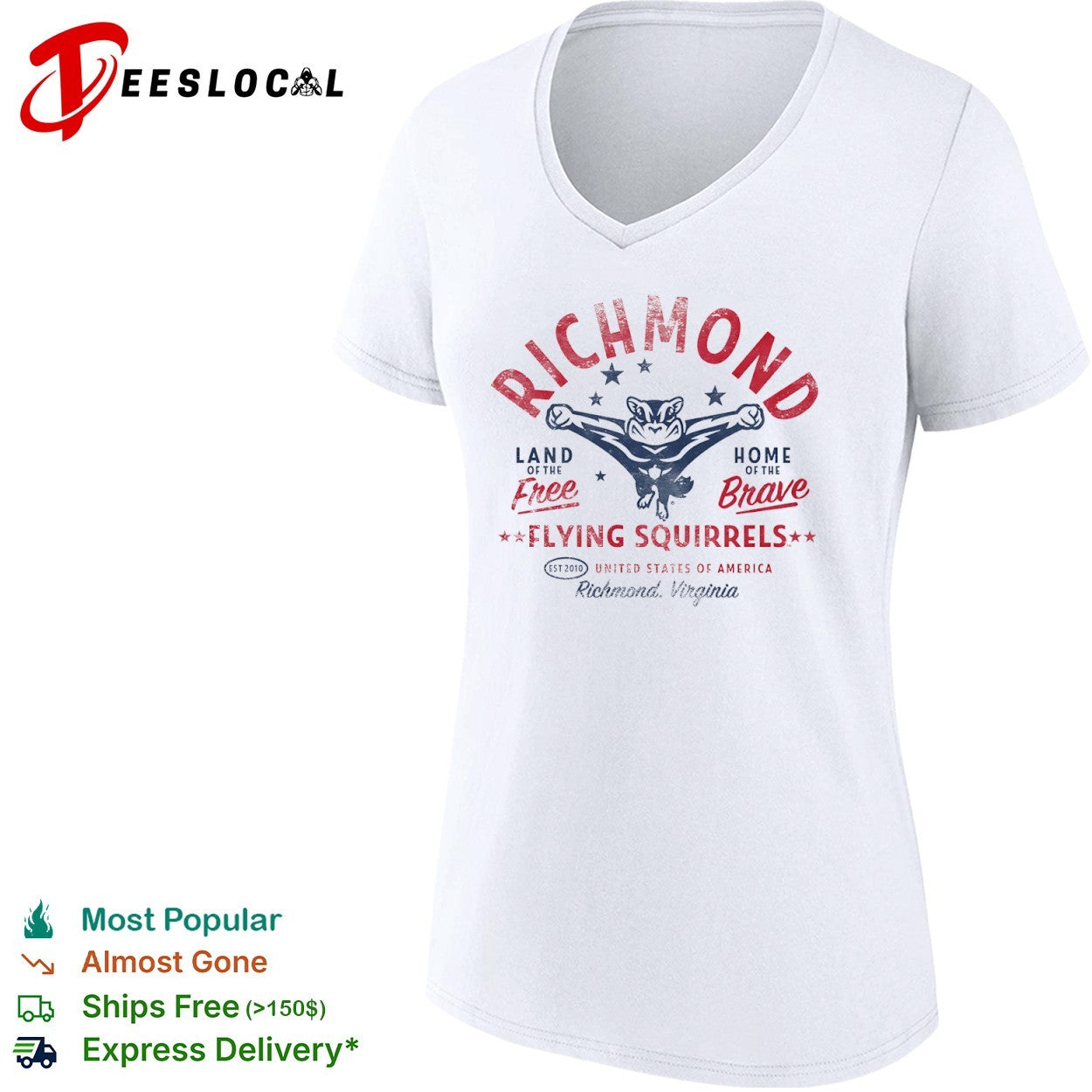 Richmond Flying Squirrels land of the free home of the brave United States of America shirt