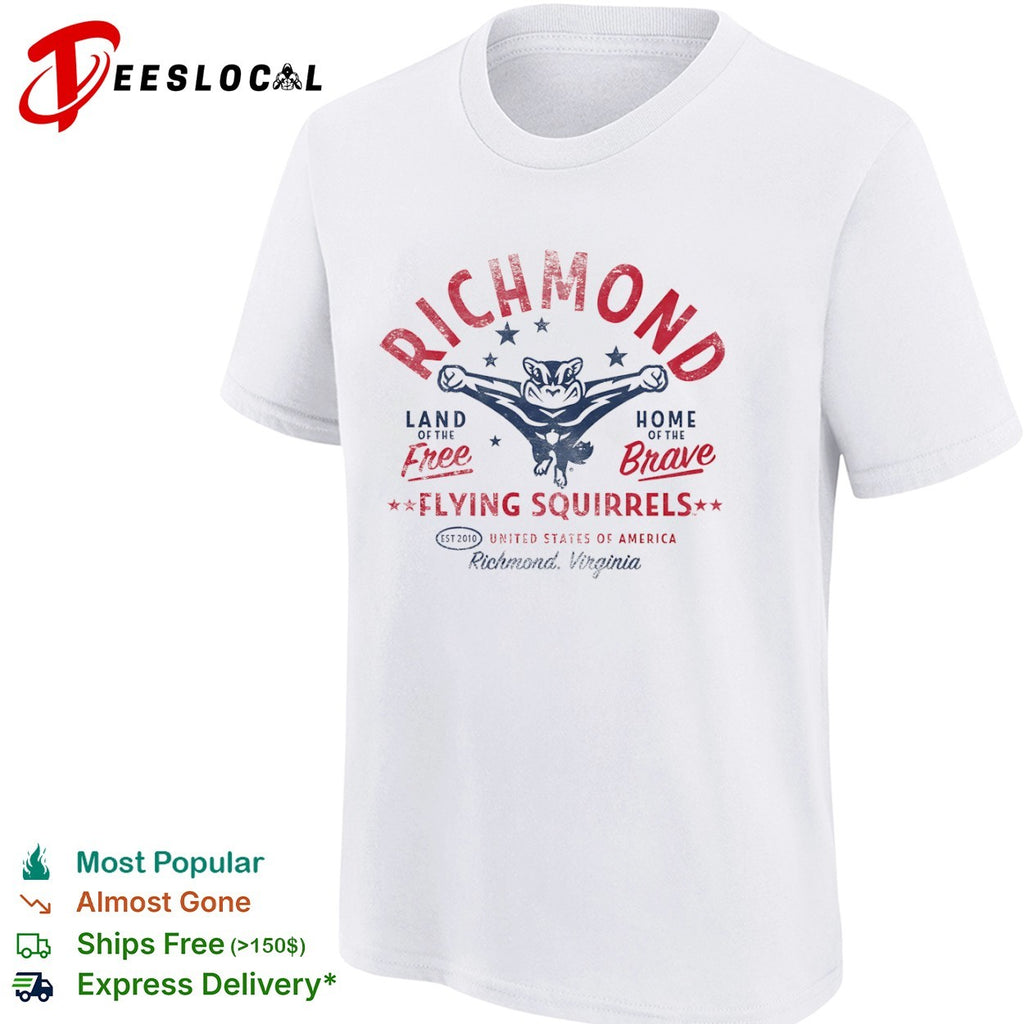 Richmond Flying Squirrels land of the free home of the brave United States of America shirt